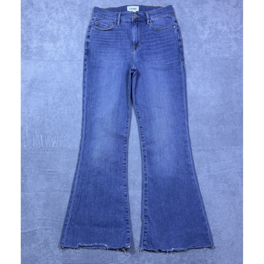 Frame Jeans Womens 26x26 Le Crop Flare Highrise Morning Blue Hippie USA Boho